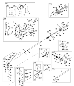 Shaft Group Diagram and Parts List for 1697285-A-BP43  Briggs and Stratton Brush Cutter